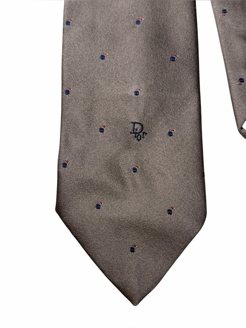 Christian Dior Vintage Silk Tie Brown Gray Mini Logo Pattern Made in Italy - Picture 5 of 10